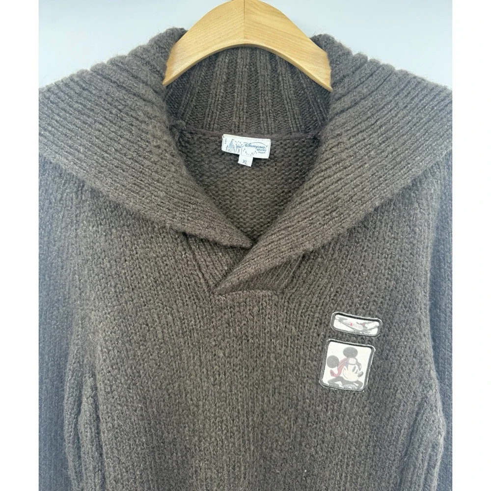 VTG Disneyland Paris Mohair Wool Jumper Sweater XL Mickey Airplane Patch Y2K Men